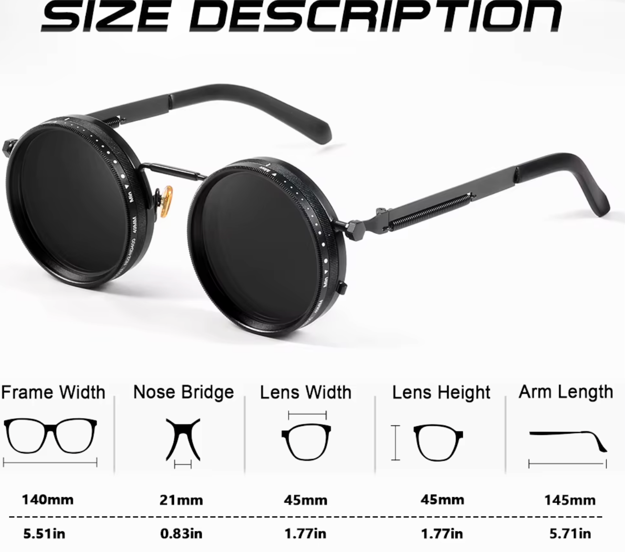Adjustable Dimming Polarized Sunglasses – ND9 Variable Tint Round Frame