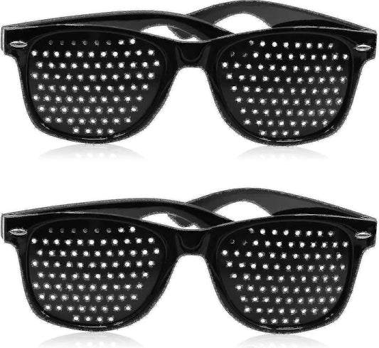 Santiora Acupressure Pinhole Eye Exercise Glasses - black frame vision relief and eye training