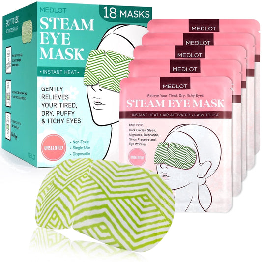 Santiora Heated Steam Eye Mask - self-heating disposable warm compress for dry eye relief