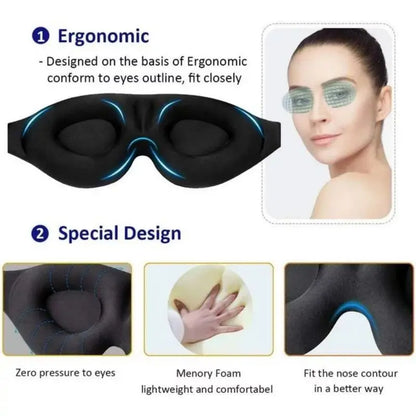 3D Blackout Sleep Mask – Zero-Pressure Contoured Eye Mask for Deep Sleep