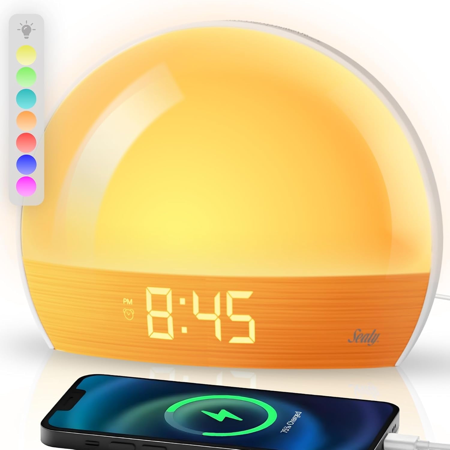 Sunrise alarm clock with temperature display 7 multicolor LED mood lights