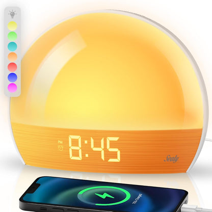 Sunrise alarm clock with temperature display 7 multicolor LED mood lights