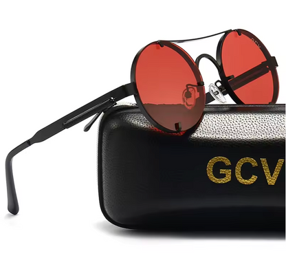 Gothic Steampunk Sunglasses – Polarized UV400 Vintage Round Frame Eyewear