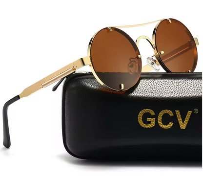 Gothic Steampunk Sunglasses – Polarized UV400 Vintage Round Frame Eyewear