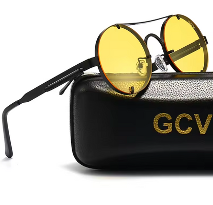 Gothic Steampunk Sunglasses – Polarized UV400 Vintage Round Frame Eyewear
