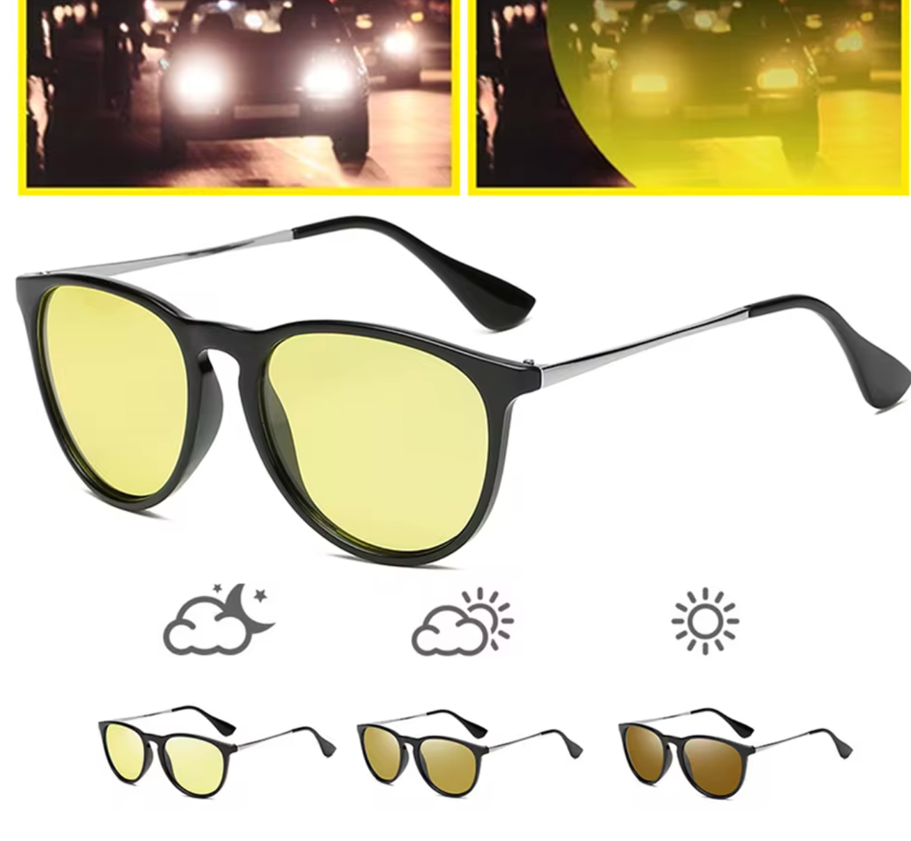 Photochromic Night Vision Glasses – Polarized Transition Driving Eyewear
